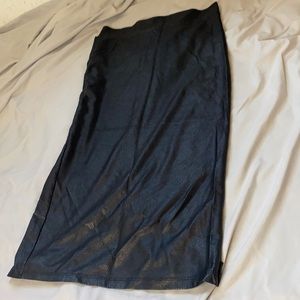 Pleated leather pencil skirt